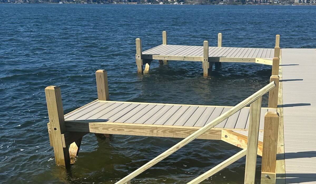 Large U shape dock on Pewaukee Lake, Wisconsin.