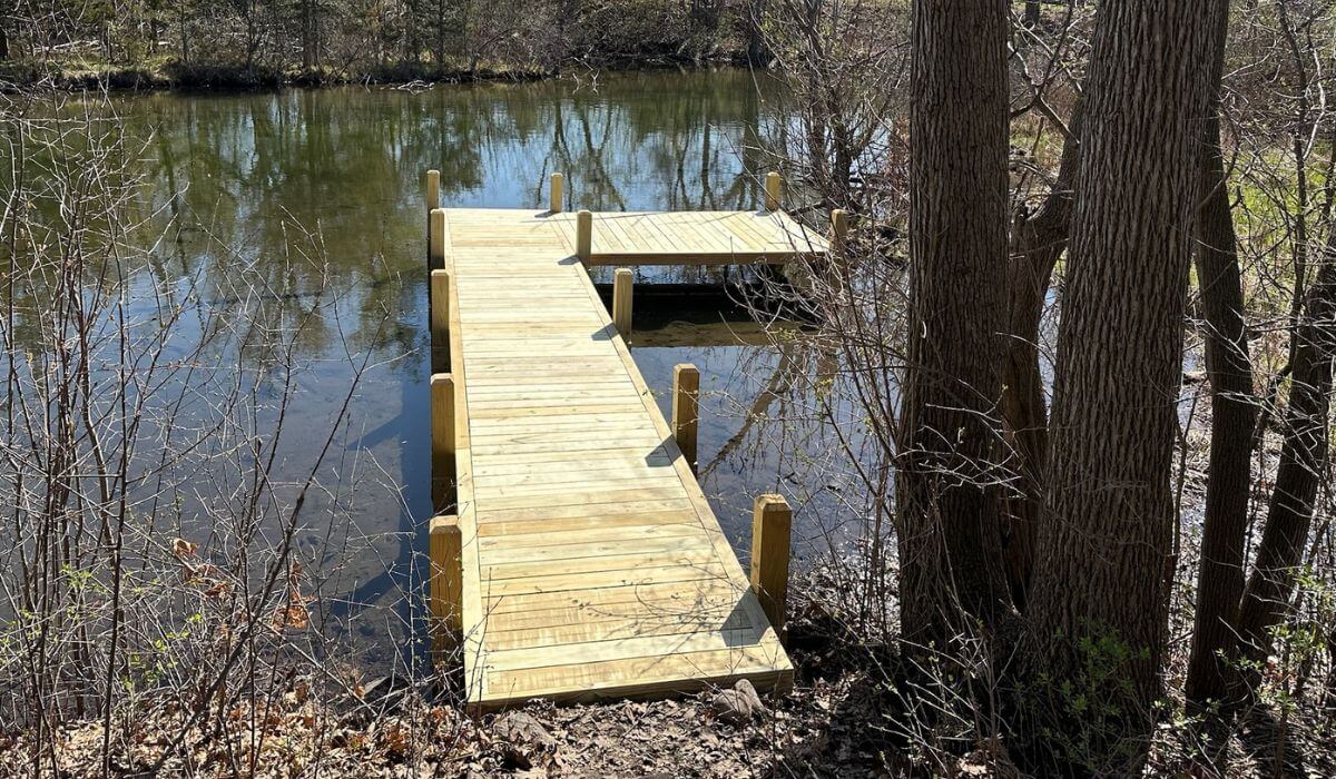 Classic dock design on the Oconomowoc River, Wisconsin.