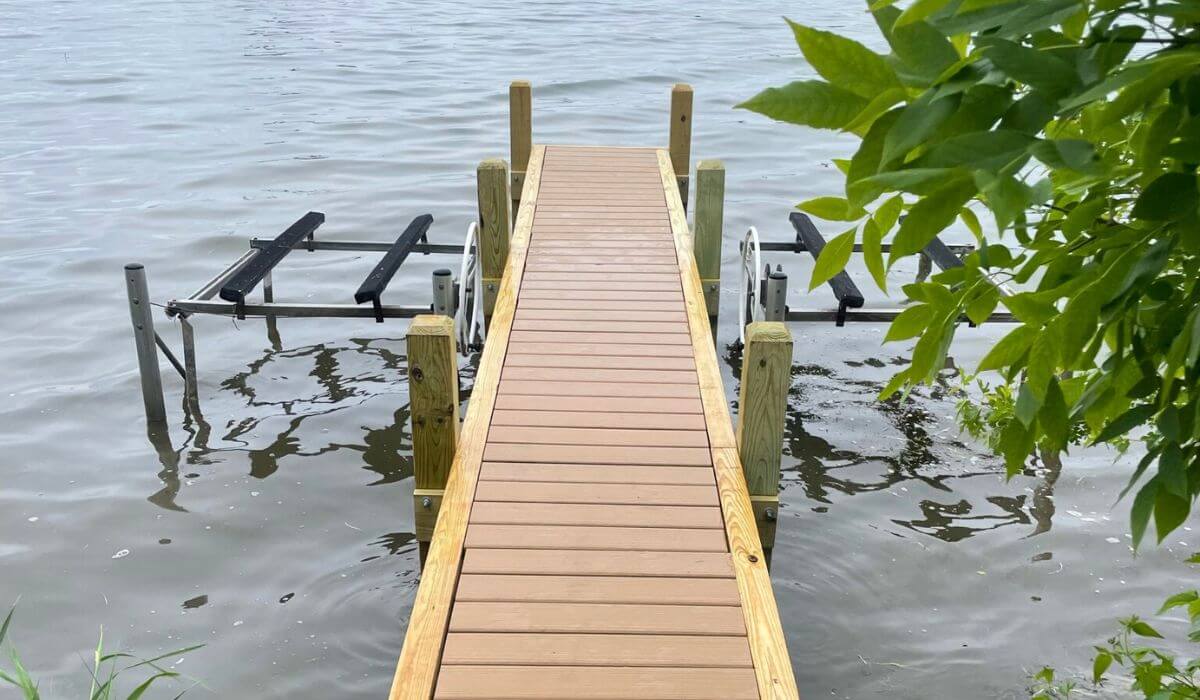 Jet ski boat dock on Okauchee Lake, Wisconsin.